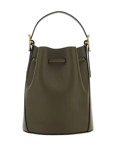 J & M Davidson Poppy Leather Drawstring Bucket Bag In Green