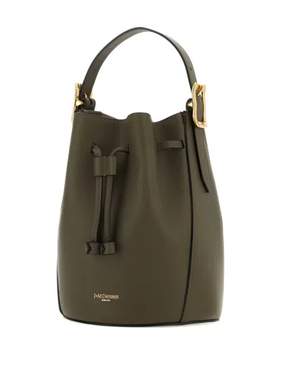 J & M Davidson Poppy Leather Drawstring Bucket Bag In Green