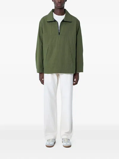 Mhl By Margaret Howell Stand-collar Half-zip Jacket In Green