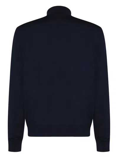 Fedeli Paros Reversible Full Zip Stretch Bomber Sweater In Navy In Blue