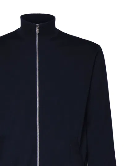 Fedeli Paros Reversible Full Zip Stretch Bomber Sweater In Navy In Blue