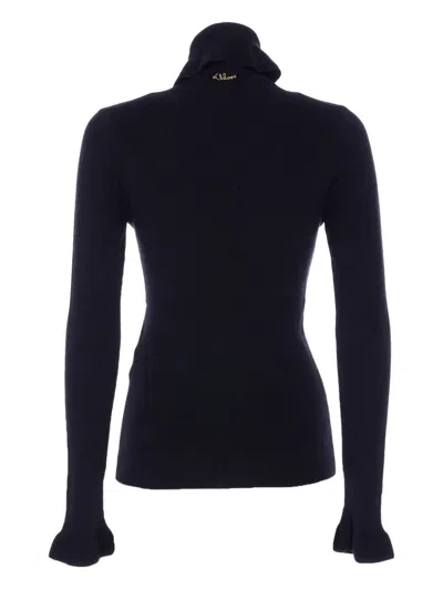 Chloé Chloè Wool And Cotton Turtleneck Pullover In Blue