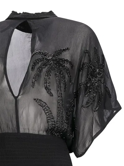 Retroféte Nalina Palm-tree Beaded Maxi Dress In Black