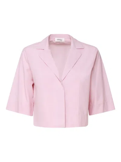 Ottod'ame Cuban-collar Short-sleeve Shirt In Pink