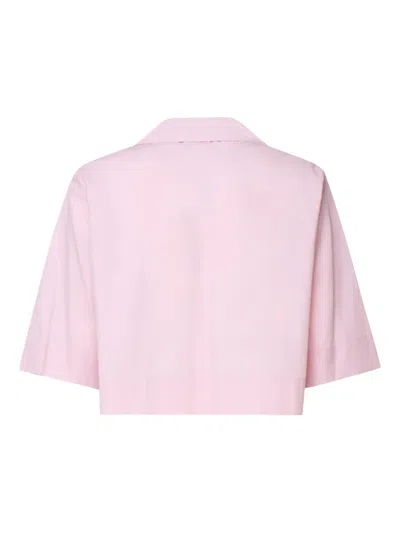 Ottod'ame Cuban-collar Short-sleeve Shirt In Pink