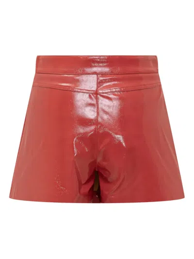Msgm Patent Leather Asymmetric Skorts In Red