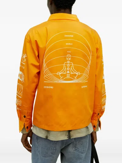 Space Available Utopia Graphic-print Zip-front Jacket In Orange