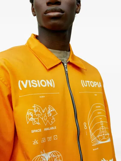 Space Available Utopia Graphic-print Zip-front Jacket In Orange