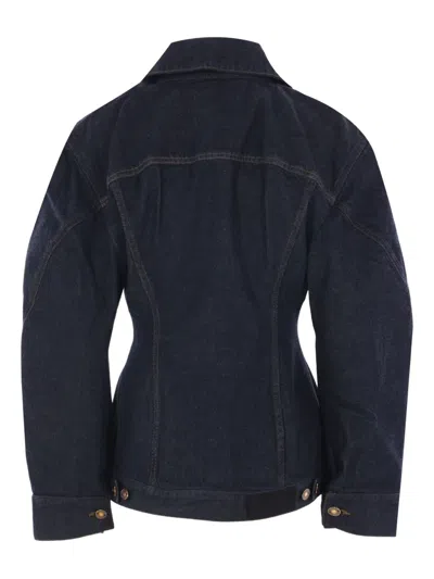 Givenchy Cocoon-sleeve Waisted Denim Jacket In Blue
