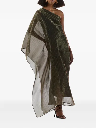 Taller Marmo Betsy Pleated One-shoulder Asymmetrical Dress In Black