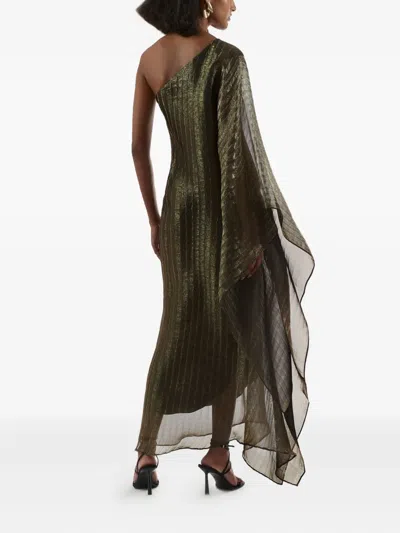 Taller Marmo Betsy Pleated One-shoulder Asymmetrical Dress In Black