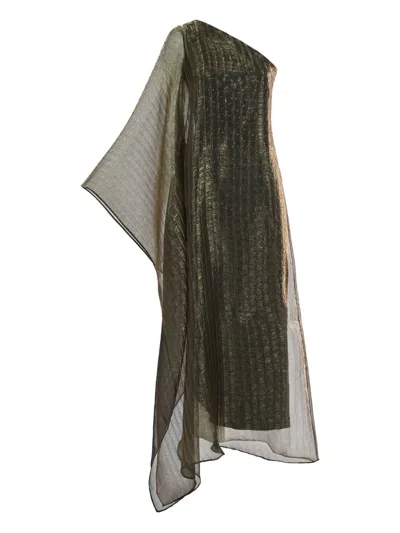 Taller Marmo Betsy Pleated One-shoulder Asymmetrical Dress In Black