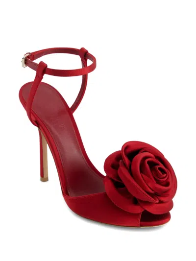 Giambattista Valli 110mm Satin Rose-embellished Sandals In Multi
