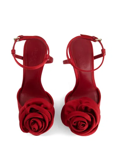 Giambattista Valli 110mm Satin Rose-embellished Sandals In Multi