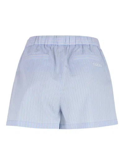 Gucci Women Pant Striped Light Popeline In Blue
