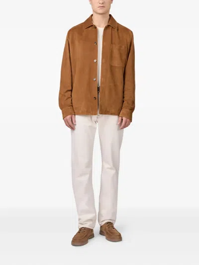 Tod's Pashmy Suede Shirt Jacket In Brown
