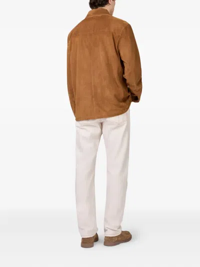 Tod's Pashmy Suede Shirt Jacket In Brown