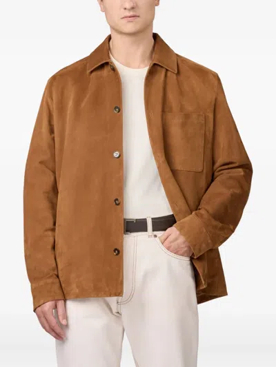 Tod's Pashmy Suede Shirt Jacket In Brown
