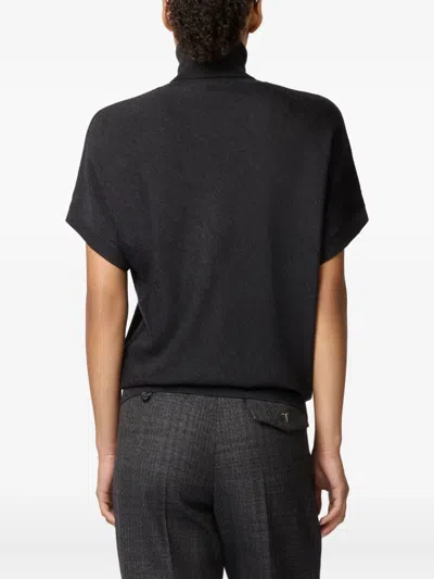 Tod's Short-sleeve Turtleneck Sweater In Black