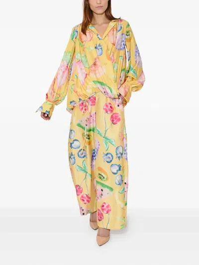 Rosie Assoulin Fruit-print Drawstring Top In Multi