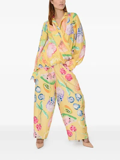 Rosie Assoulin Fruit-print Drawstring Top In Multi