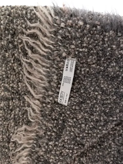 Society Limonta Multi Textured Fringed Blanket (130cm X 180cm) In Multi