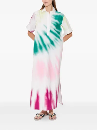 Rosie Assoulin Oversized Tie-dyed Cotton-poplin Maxi Shirt Dress In White