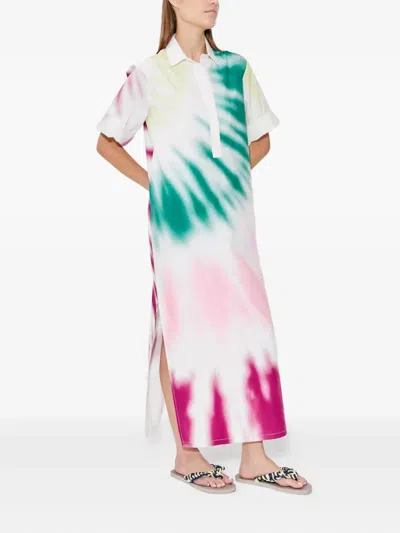 Rosie Assoulin Oversized Tie-dyed Cotton-poplin Maxi Shirt Dress In White