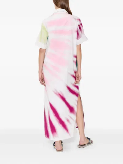 Rosie Assoulin Oversized Tie-dyed Cotton-poplin Maxi Shirt Dress In White