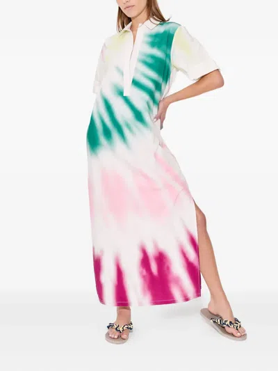 Rosie Assoulin Oversized Tie-dyed Cotton-poplin Maxi Shirt Dress In White