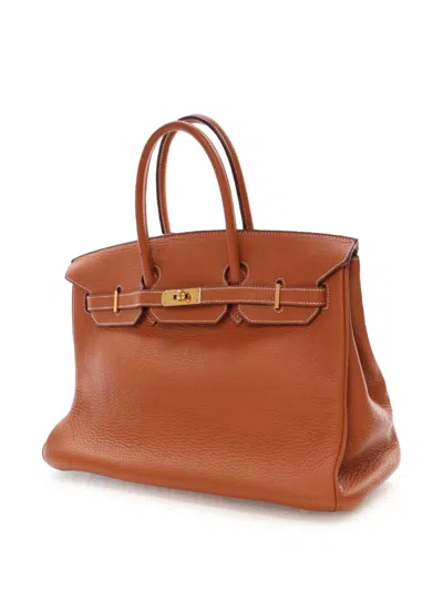 Pre-owned Hermes 2005 Clemence Birkin Retourne 35 Handbag In Brown