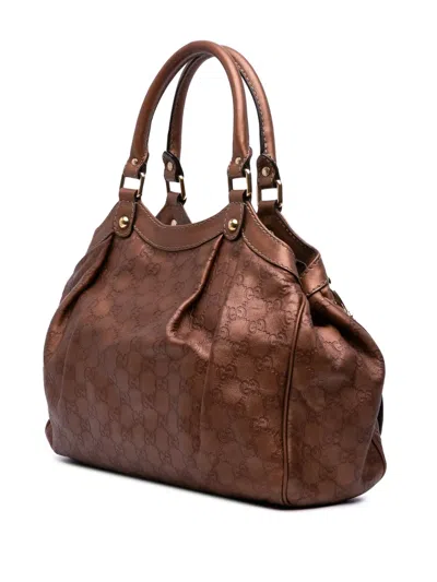 Pre-owned Gucci 2000-2015 Medium Ssima Sukey Tote Bag In Brown