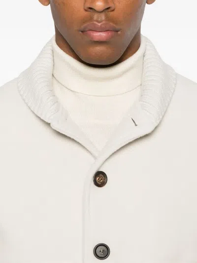 Eleventy Single-breasted Button-down Long Sleeve Casual Jacket In White
