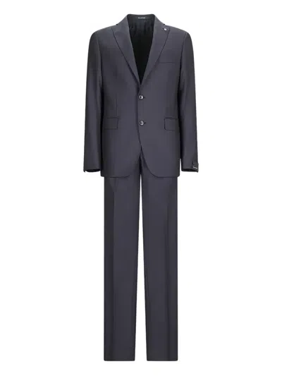 Tagliatore Blue Virgin Wool Tuxedo Suit In Gray