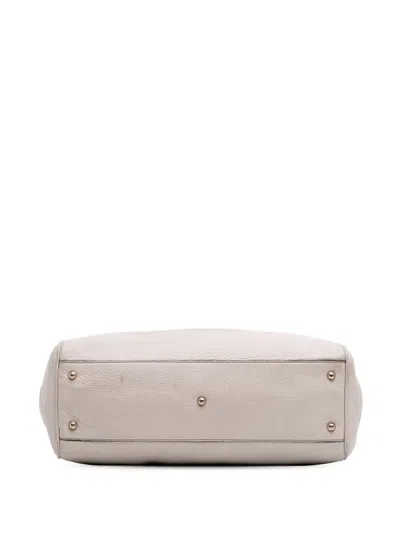 Pre-owned Gucci 2016-2025 Medium Leather Bamboo Diana Tote Bag In White