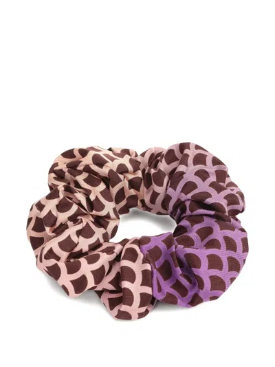 Sergio Rossi Scaled-pattern Silk Hair Tie In Multi