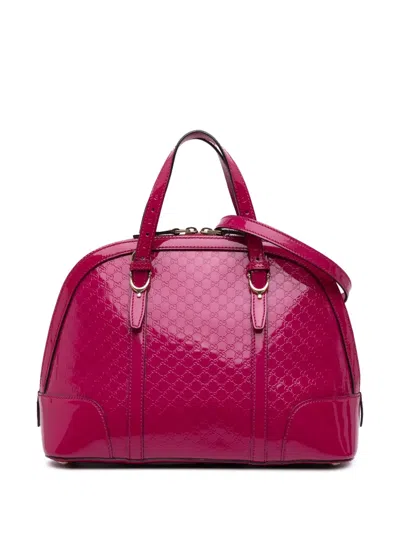 Pre-owned Gucci 2016-2025 Medium Microssima Patent Nice Dome Satchel In Pink