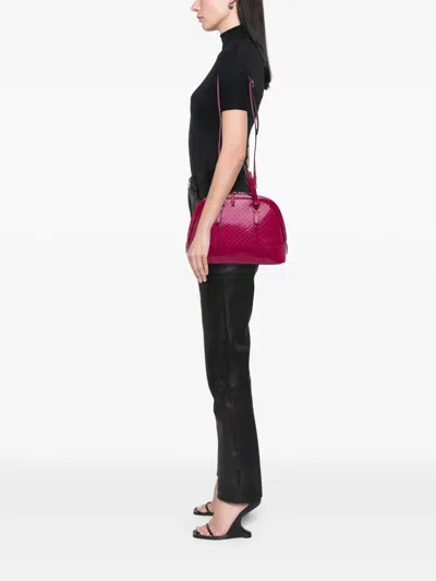 Pre-owned Gucci 2016-2025 Medium Microssima Patent Nice Dome Satchel In Pink