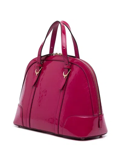 Pre-owned Gucci 2016-2025 Medium Microssima Patent Nice Dome Satchel In Pink