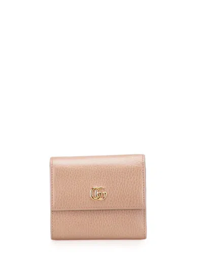 Pre-owned Gucci 2016-2025 Gg Marmont Leather Wallet Small Wallets In Brown