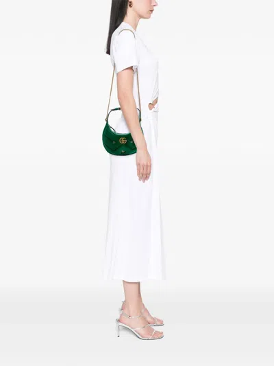 Pre-owned Gucci 2016-2025 Mini Gg Marmont Matelasse Velvet Torchon Half Moon Bag Satchel