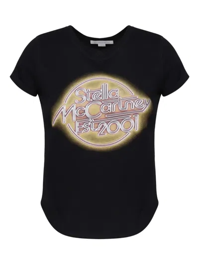 Stella Mccartney Logo Printed Crewneck T-shirt In Black