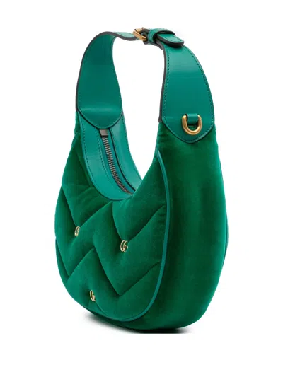 Pre-owned Gucci 2016-2025 Mini Gg Marmont Matelasse Velvet Torchon Half Moon Bag Satchel