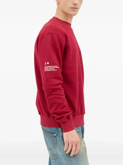 Space Available Uniform Panel-design Crew-neck Sweatshirt In Red