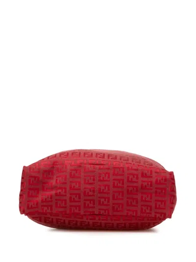 Pre-owned Fendi 2000-2010 Zucchino Canvas Tote Bag In Red