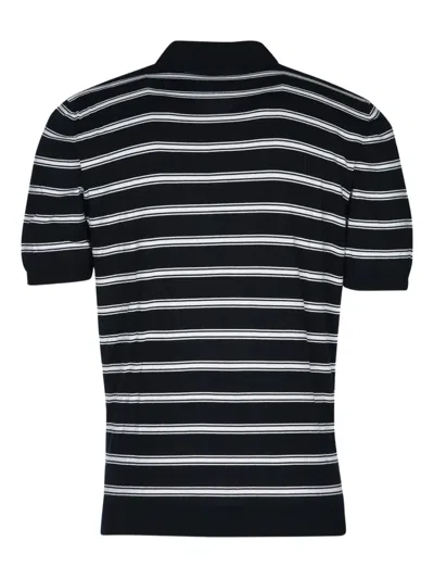 Paul & Shark Black Short Sleeve Striped Polo