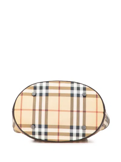 Pre-owned Burberry 2000-2017 House Check Coated Canvas Bucket Bag In Brown