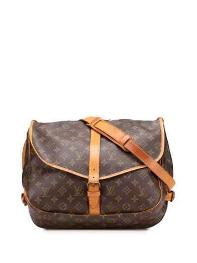 Pre-owned Louis Vuitton 1994 Monogram Saumur 35 Crossbody Bag In Brown
