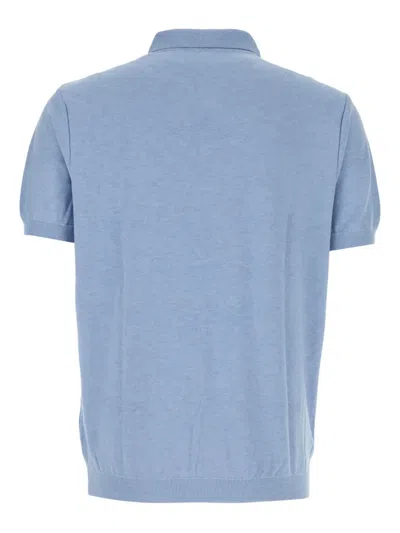 Paul & Shark Logo-embroidered Flax Polo Shirt In Blue
