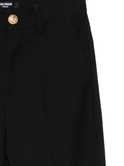 Balmain Virgin-wool Tailored Trousers In Black